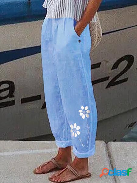 taglia grande Floreale Casuale Pantaloni