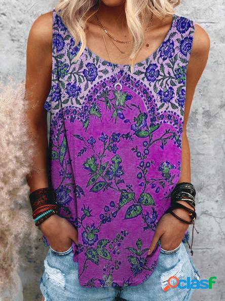 taglia grande Vacanza senza maniche Bohemian T-shirt