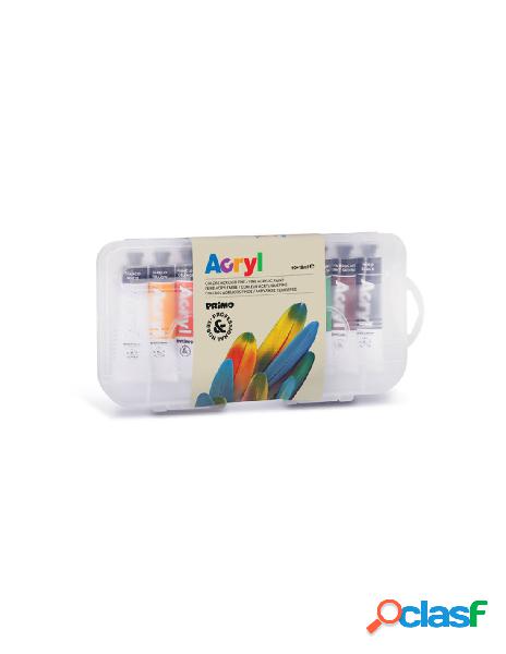 10 tubetti alluminio 18ml di colore acrilico fine in scatola