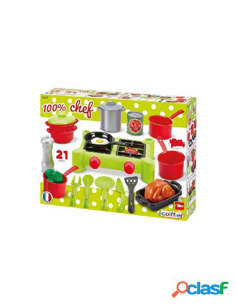 100% chef set stoviglie da cucina con fornello 21 pz