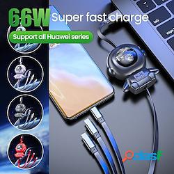 3 in 1 6a 66w cavo di ricarica usb veloce caricatore