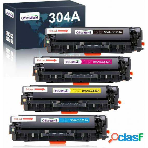 4 Toner Cc530A Cc531A Cc532A Cc533A 304A Compatibili Per Hp
