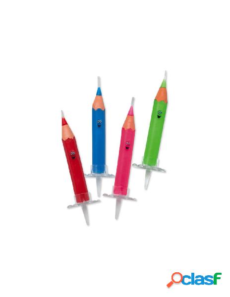 4 candeline matite colorate cm.9 + supp.