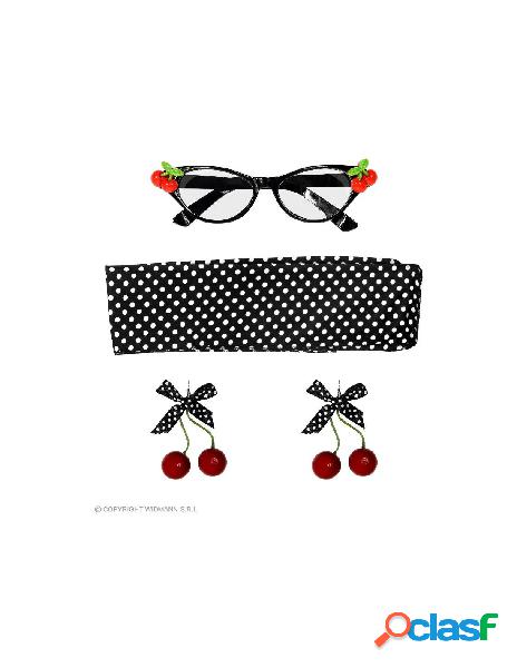 50s cherry set (occhiali, orecchini, foulard)