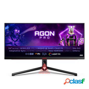 Agon pro ag344uxm 34" 4k ultra hd led nero, rosso