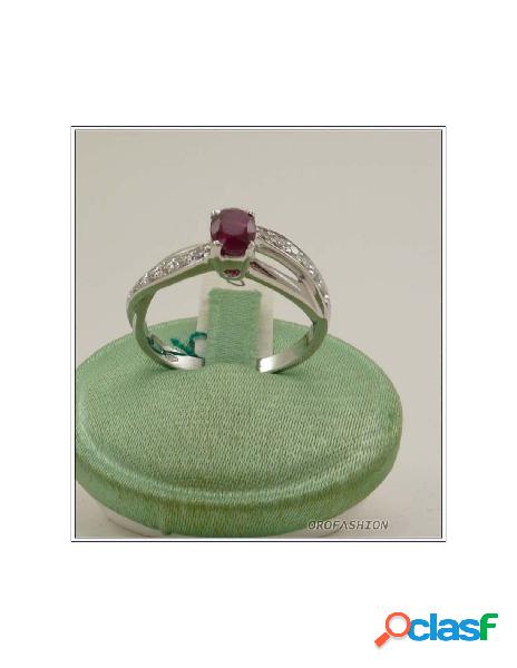 Anello oro bianco 18kt con rubino e diamanti - 1651514
