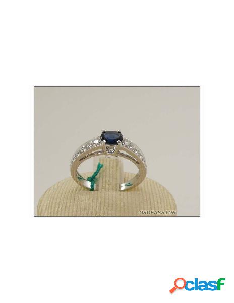 Anello oro bianco 18kt con zaffiro e diamanti - 165155