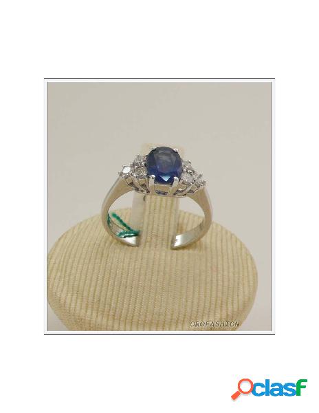 Anello oro bianco 18kt con zaffiro e diamanti - 165159