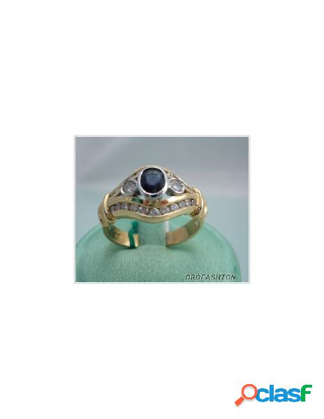 Anello oro bianco giallo diamanti e zaffiri Valore 920