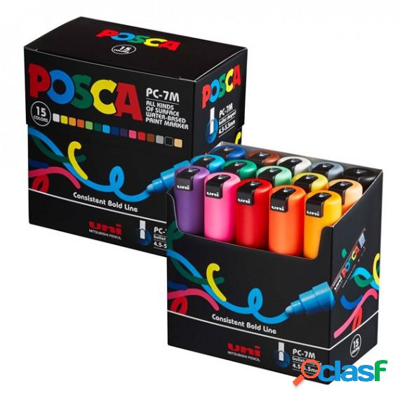 Astuccio marcatore Uni Posca PC7M - punta tonda large 4,5 -