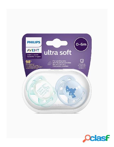 Avent succhietti ultrasoft 0-6m 2pz maschio hello