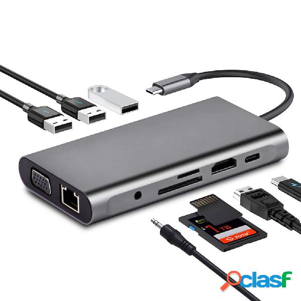 Bakeey 10 in 1 Triple Display USB Type-C Adattatore per