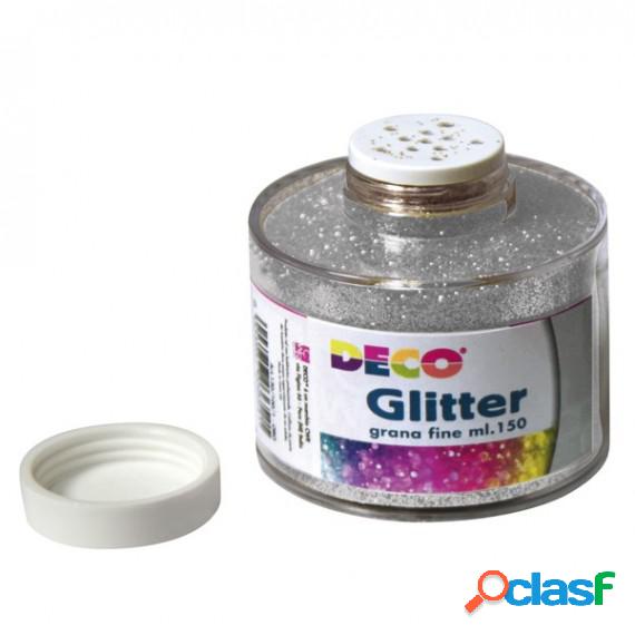 Barattolo Glitter - grana fine - 150ml - argento - DECO