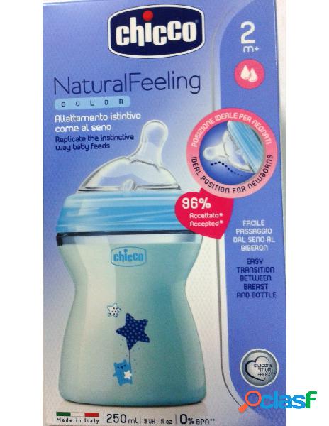 Biberon natural feeling azzurro 2m+ 250ml