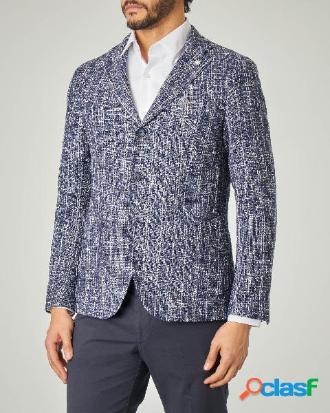 Blazer blu chiaro in tessuto effetto fiammato