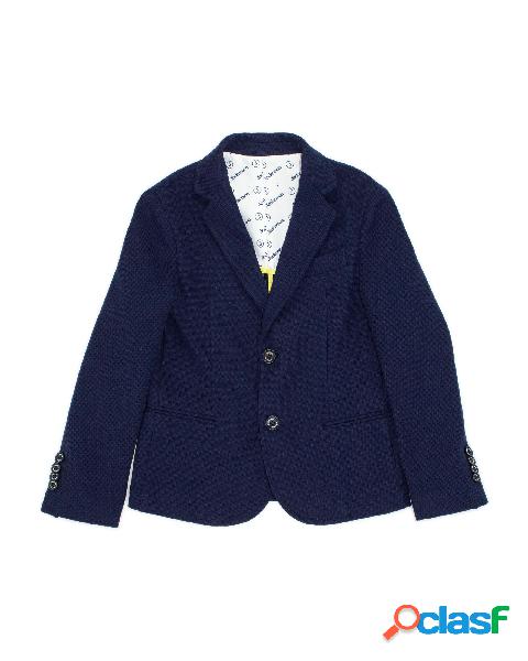 Blazer blu in piquè di cotone 8-16 anni