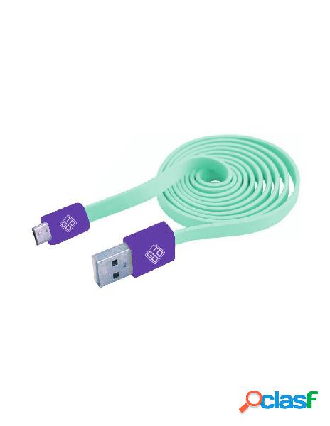 Bluediamond to go - cavo flat usb am a micro usb m 1m verde