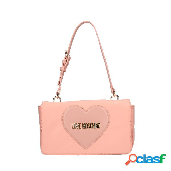 Borsa a spalla in nylon donna Love Moschino rosa con cuore