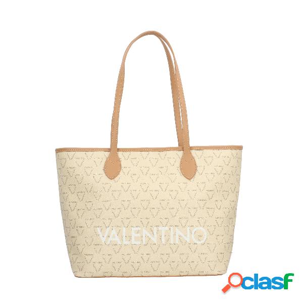 Borsa shopping in pelle sintetica - Ecru/multi / TU