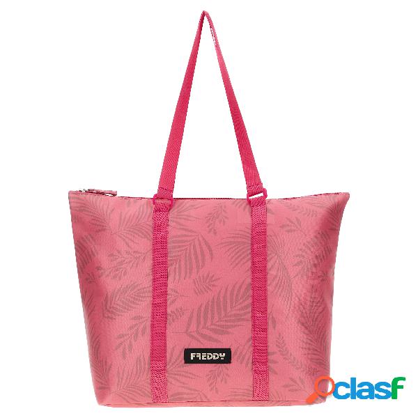 Borsa tote bag in nylon con manici in tono colore