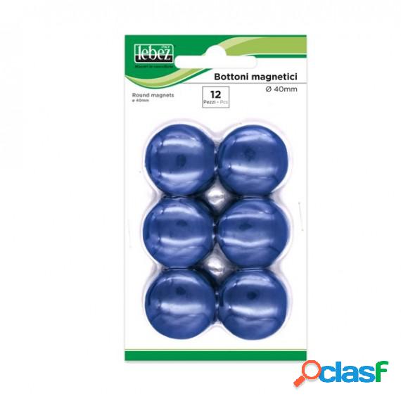 Bottoni magnetici - blu - diametro 40 mm - Lebez - blister