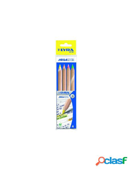 Busta 4 pastelli evidenziatori a secco lyra megaliner
