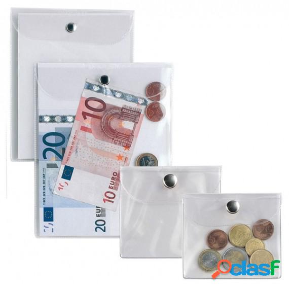 Busta con bottone Press 4E - PVC - 12x15,5 cm - trasparente