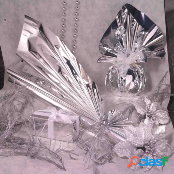 Buste regalo in PPL - metal lucido - argento - 35 x 50 + 5cm