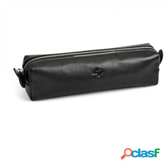 Bustina con cerniera in vera pelle linea Uomo - nero - 18 x