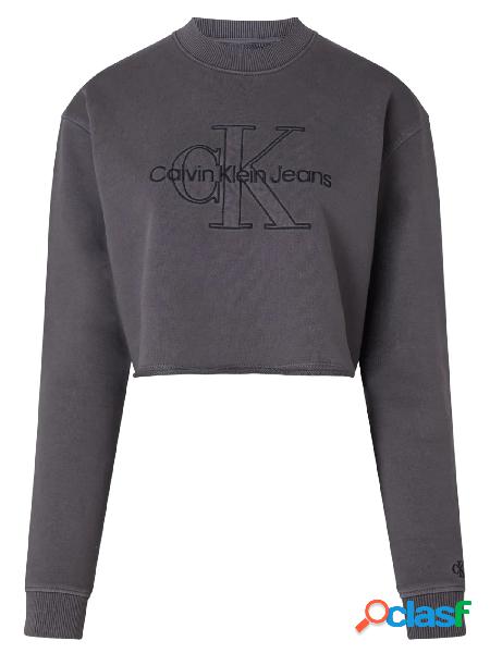 CALVIN KLEIN JEANS Felpa cropped con logo Grigio