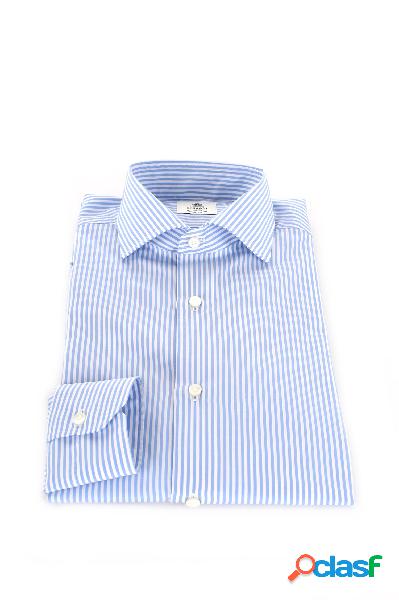 CAMICIA LUIGI BORRELLI A RIGHE BIANCO/CELESTE 23