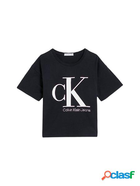 Calvin Klein Jeans Tshirt a maniche corte con maxi logo nero