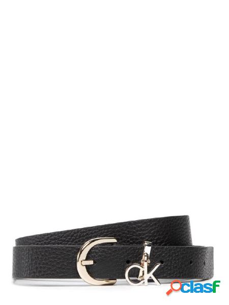 Calvin Klein cintura in pelle martellata con logo nero