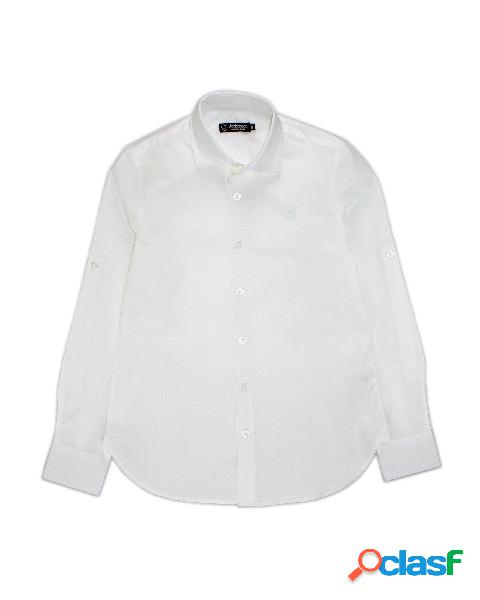 Camicia bianca in popeline di cotone stretch 8-16 anni