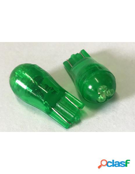 Carall - coppia 2 lampade led t10 con 3 led f3 colore verde