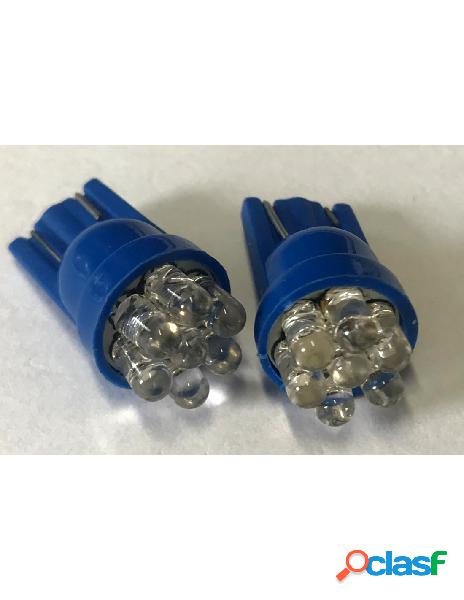 Carall - coppia 2 lampade led t10 con 7 led f3 colore blue