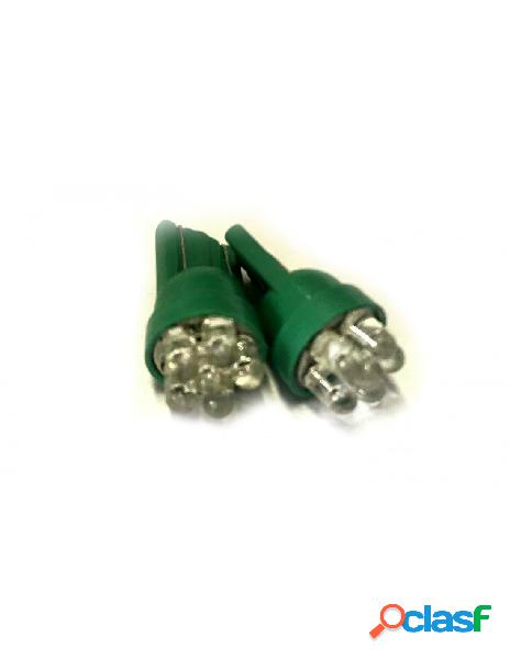 Carall - coppia 2 lampade led t10 con 7 led f3 colore verde