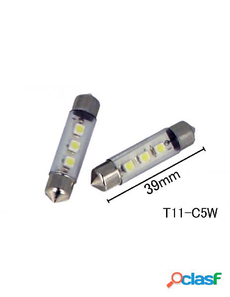 Carall - coppia 2 lampade led t11 c5w siluro 39mm con 3 smd