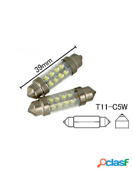 Carall - coppia 2 lampade led t11 c5w siluro 39mm con 8 led