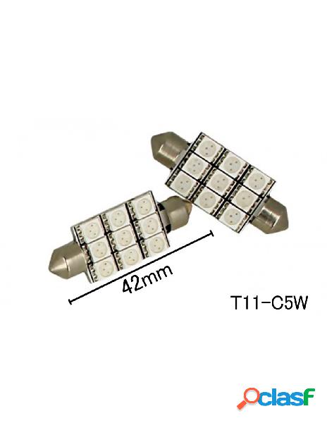 Carall - coppia 2 lampade led t11 c5w siluro 40mm con 9 smd