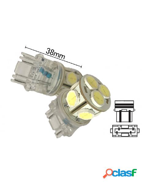 Carall - coppia 2 lampade led t25 p27/7w 3157 con 8 smd 9080