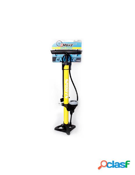 Carall - pompa bici da pavimento con manometro giallo