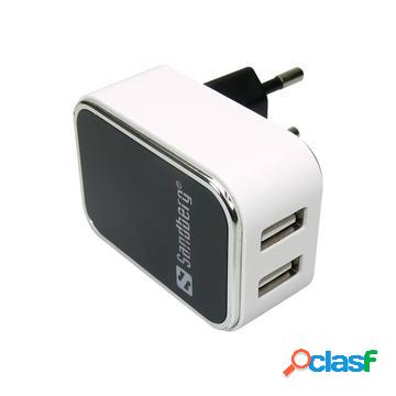Caricabatterie AC Doppio USB Sandberg 440-57 - Nero / Bianco