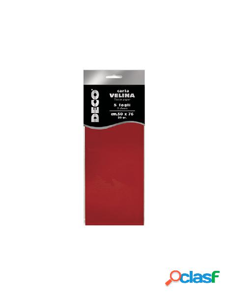 Carta velina 20 gr. busta 5 fg. cm.50x76 rosso