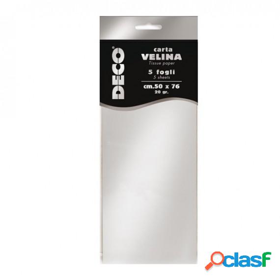 Carta velina metallizzata - 20 gr - 50x76 cm - argento -