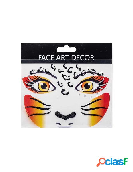 Cartella decorazioni adesive viso leopardo in busta su