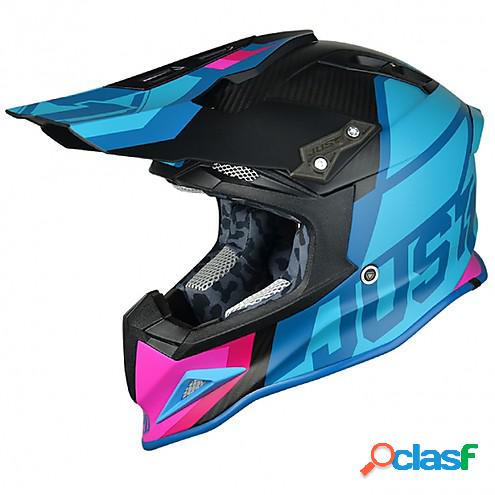 Casco cross Just1 J12 Unit in carbonio Blu Rosa