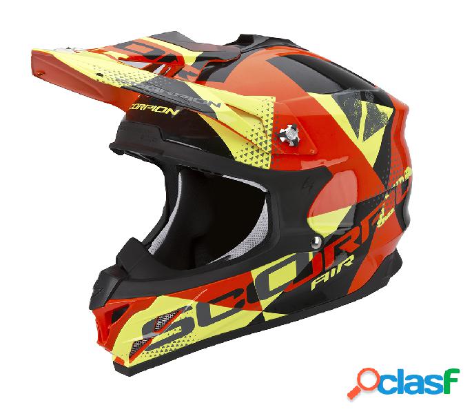 Casco cross Scorpion VX 15 EVO Air Akra Nero Arancio Giallo