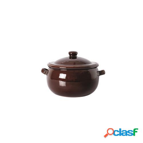 Casseruola alta con coperchio in terracotta, diam. 21cm