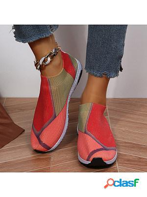 Casual Color-Block Fly-Knit Mesh Shoes